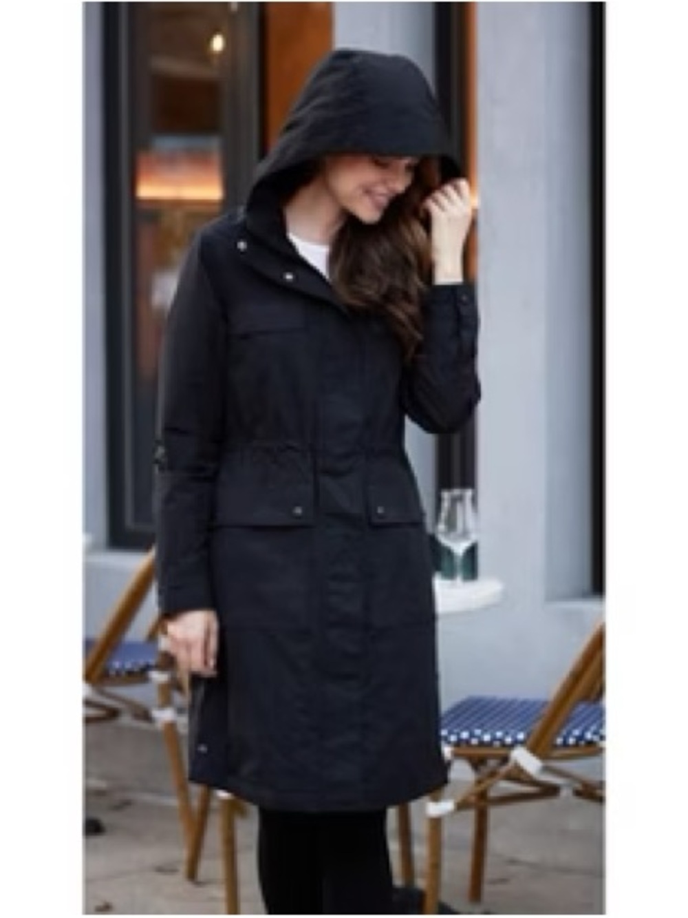 Women’s Black Hooded Trench Coat - merrell
